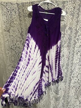 Boho Tie-Dye Asymmetrical Sleeveless Dress in Purple